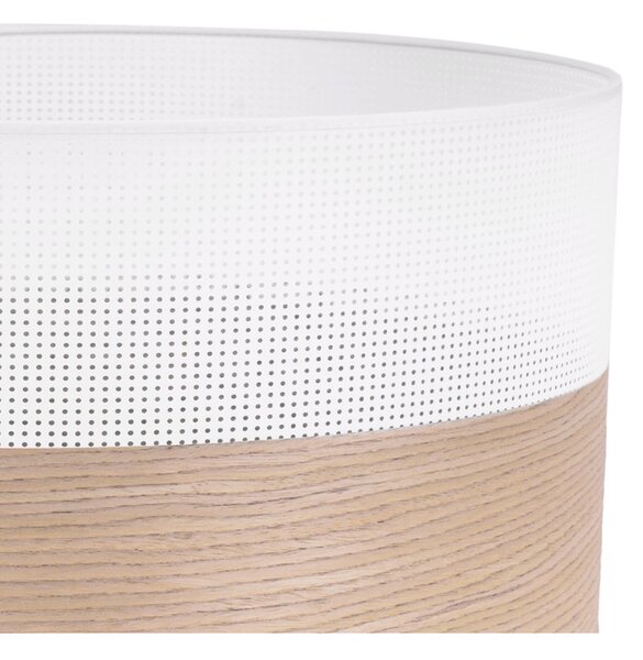 Závesné svietidlo Wood, 1x béžová dubová dýha/biele PVC tienidlo, (fi 44cm)