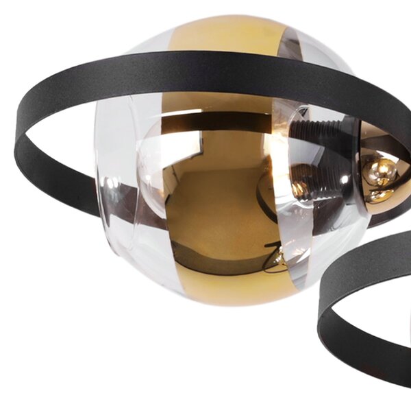 Stropné svietidlo Asturia Ring, 3x zlaté/transparentné sklenené tienidlo, B/G