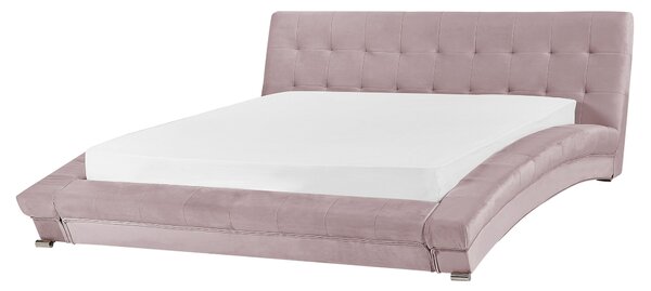 Vodná posteľ s rámom, ružová zamatová prešívaná 160 x 200 cm, glamour štýl