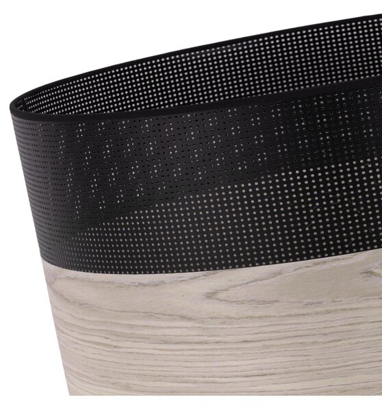 Závesné svietidlo Wood, 1x svetlobéžová dubová dýha/čierne PVC tienidlo, (fi 40cm)