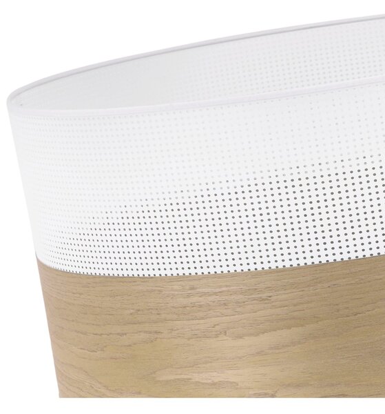Závesné svietidlo Wood, 1x dýha zlatý dub/biele PVC tienidlo, (fi 30cm)