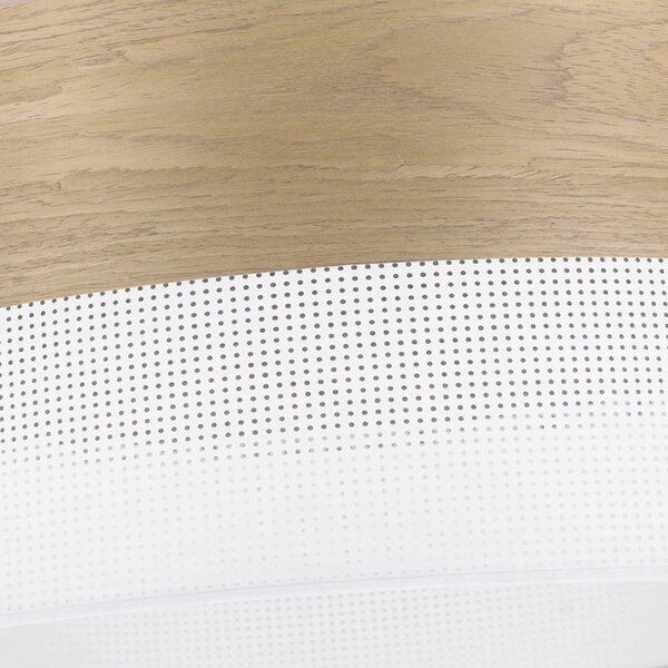 Závesné svietidlo Wood, 1x dýha zlatý dub/biele PVC tienidlo, (fi 30cm)