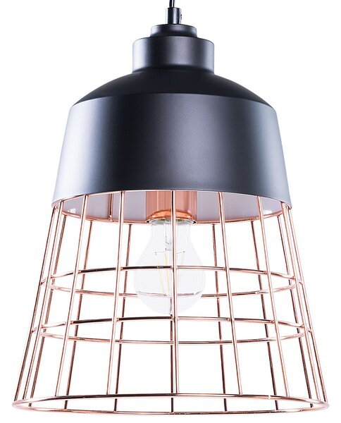 Závesná stropná lampa čierna medená kovové tienidlo s 1 svetlom industriálny štýl obývačka jedáleň