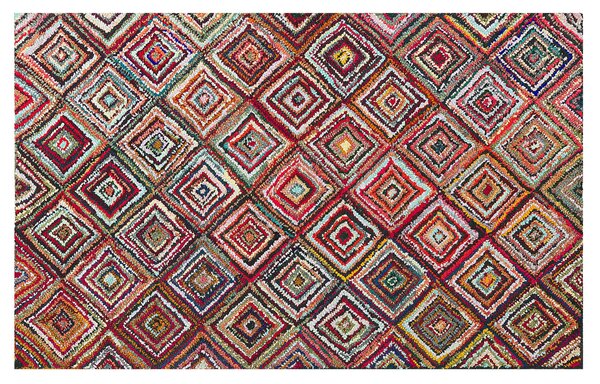 Koberec viacfarebný bavlna polyester 140 x 200 cm ručná výroba boho dizajn obývacia izba