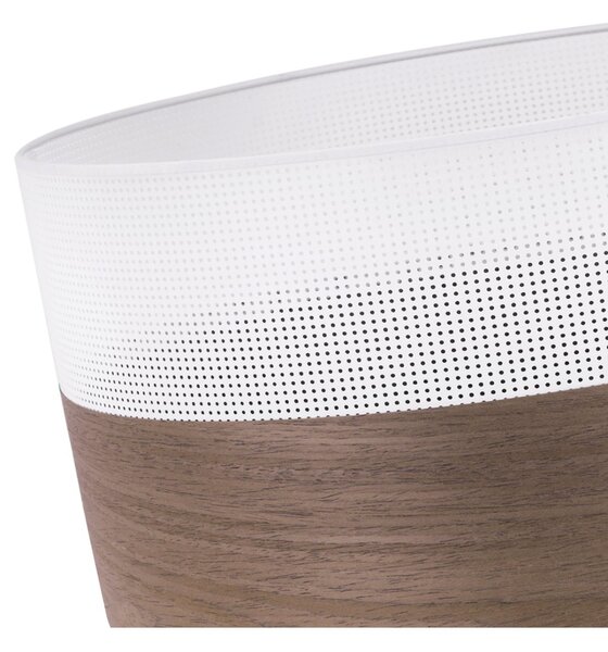 Závesné svietidlo Wood, 1x hnedá orechová dýha/biele PVC tienidlo, (fi 35cm)