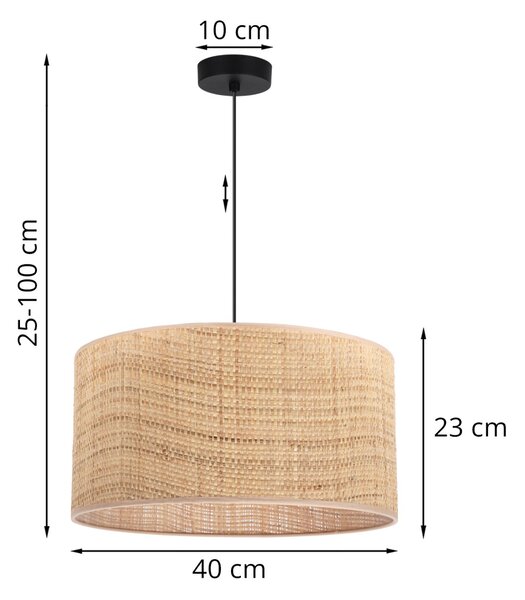 Závesné svietidlo Rattan, 1x ratanové tienidlo, (fi 40cm), b
