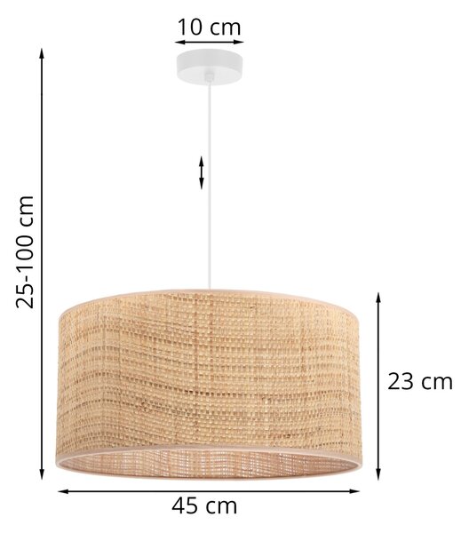 Závesné svietidlo Rattan, 1x ratanové tienidlo, (fi 45cm), w