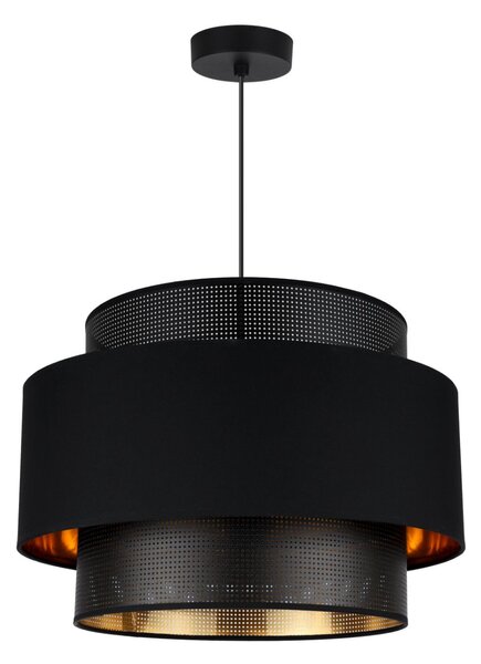 Závesné svietidlo Asti, 1x PVC/čierne textilné tienidlo, (fi 45cm), g/c