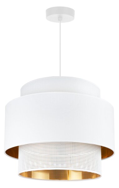 Závesné svietidlo Asti, 1x PVC/biele textilné tienidlo, (fi 35cm), g/c, w