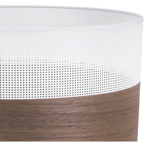 Závesné svietidlo Wood, 1x hnedá orechová dýha/biele PVC tienidlo, (fi 35cm)