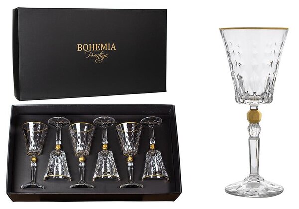 BOHEMIA PRESTIGE CONTE GOLD POHÁR NA VÍNO 260ML SADA 6 KS