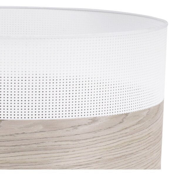 Závesné svietidlo Wood, 1x svetlobéžová dubová dýha/biele PVC tienidlo, (fi 40cm)