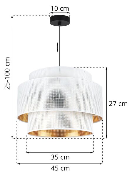 Závesné svietidlo Asti, 1x biele PVC tienidlo, (fi 45cm), g, b