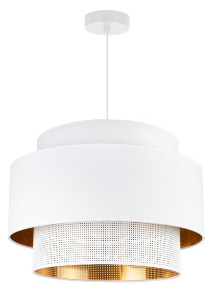 Závesné svietidlo Asti, 1x PVC/biele textilné tienidlo, (fi 45cm), g/c, w
