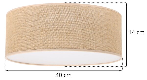 Stropné svietidlo Juta, 1x jutové tienidlo, (biele plexisklo), (fi 40cm)