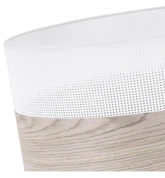 Závesné svietidlo Wood, 1x svetlobéžová dubová dýha/biele PVC tienidlo, (fi 40cm)