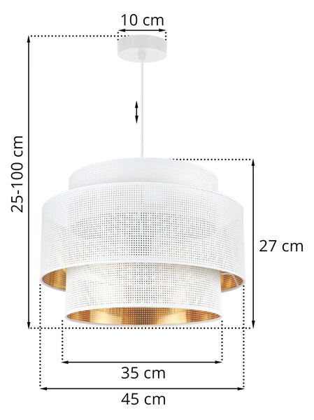 Závesné svietidlo Asti, 1x biele PVC tienidlo, (fi 45cm), g, w