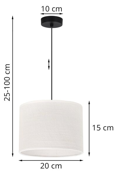 Závesné svietidlo Juta, 1x biele jutové tienidlo, (fi 20cm), b