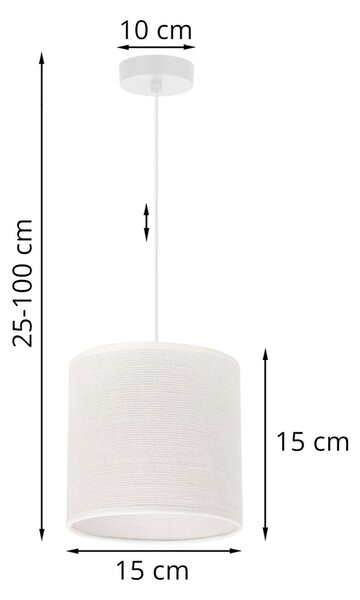 Závesné svietidlo Juta, 1x biele jutové tienidlo, (fi 15cm), w