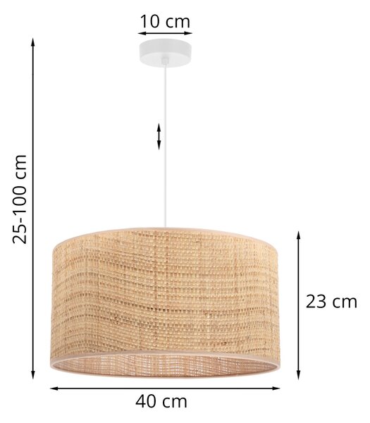 Závesné svietidlo Rattan, 1x ratanové tienidlo, (fi 40cm), w