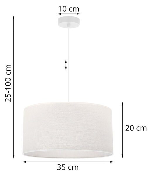 Závesné svietidlo Juta, 1x biele jutové tienidlo, (fi 35cm), w
