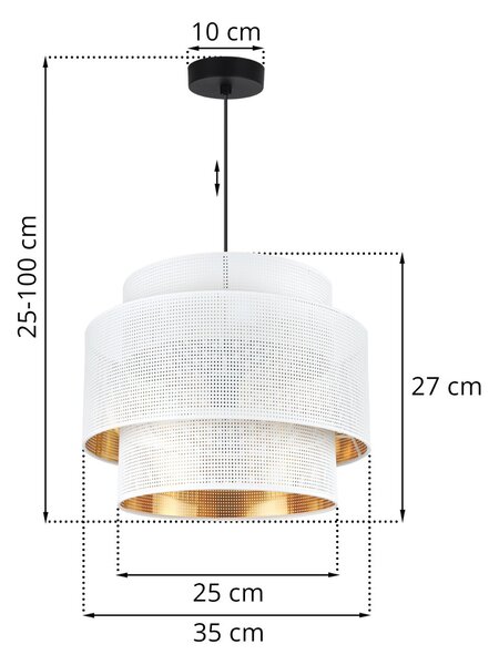 Závesné svietidlo Asti, 1x biele PVC tienidlo, (fi 35cm), g, b