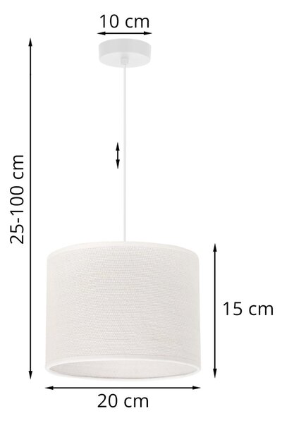 Závesné svietidlo Juta, 1x biele jutové tienidlo, (fi 20cm), w