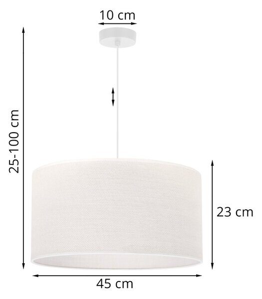 Závesné svietidlo Juta, 1x biele jutové tienidlo, (fi 45cm), w