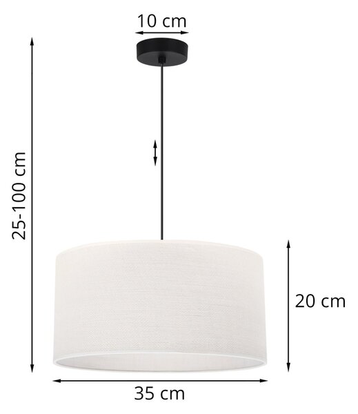 Závesné svietidlo Juta, 1x biele jutové tienidlo, (fi 35cm), b