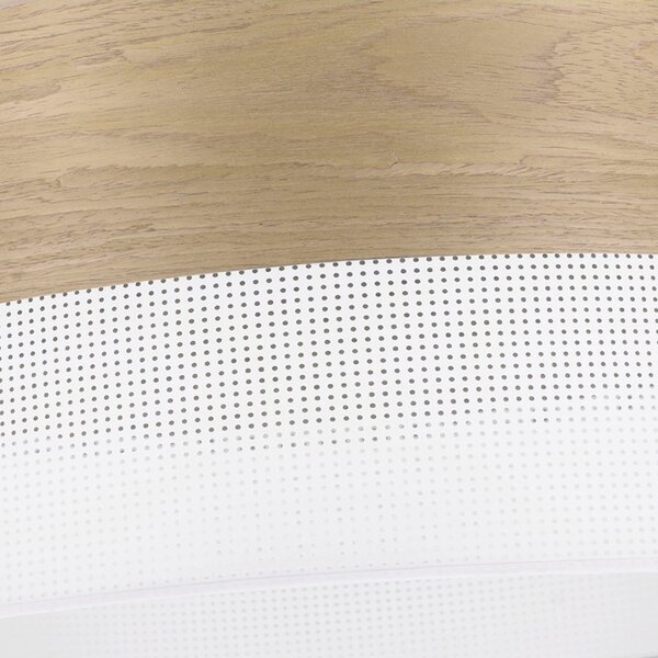 Závesné svietidlo Wood, 1x dýha zlatý dub/biele PVC tienidlo, (fi 20cm)