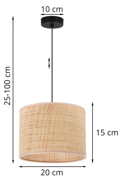 Závesné svietidlo Rattan, 1x ratanové tienidlo, (fi 20cm), b