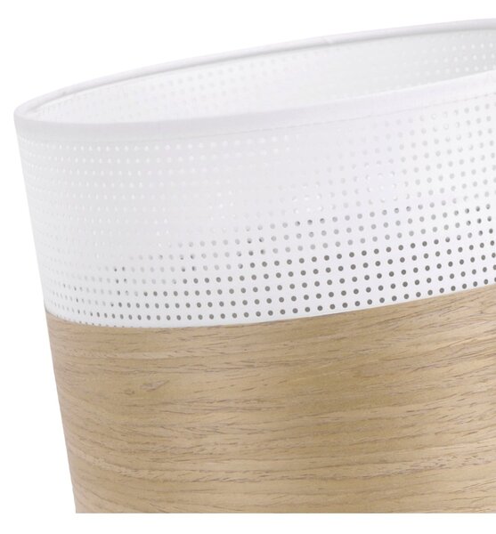 Závesné svietidlo Wood, 1x dýha zlatý dub/biele PVC tienidlo, (fi 20cm)