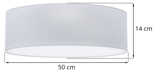 Stropné svietidlo Gaja, 1x svetlosivé textilné tienidlo, (biele plexisklo), (fi 50cm)