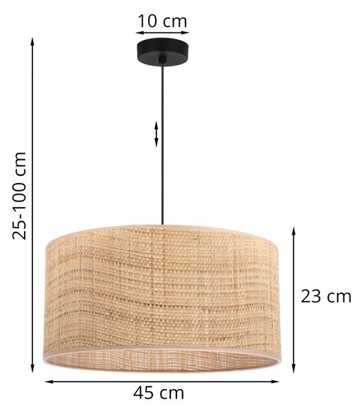 Závesné svietidlo Rattan, 1x ratanové tienidlo, (fi 45cm), b