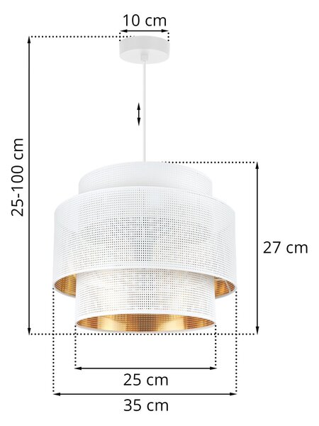 Závesné svietidlo Asti, 1x biele PVC tienidlo, (fi 35cm), g, w