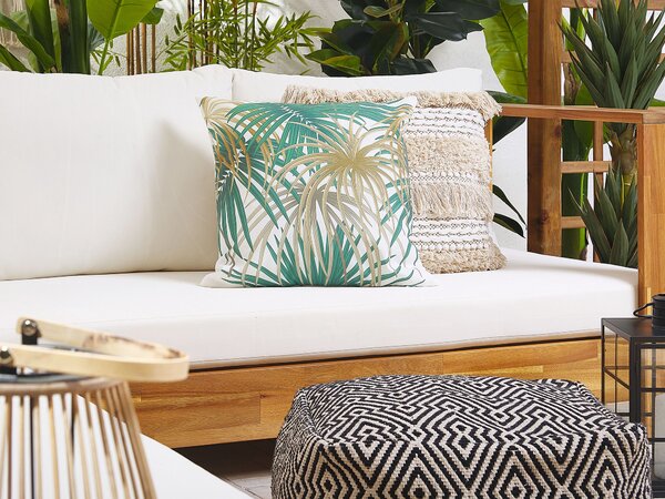 Sada 2 vonkajších vankúšov viacfarebné polyester štvorec 45 x 45 cm moderný motív palmového listu