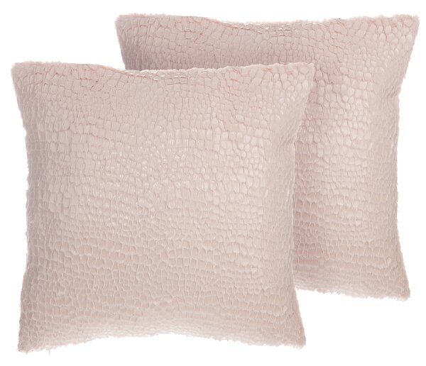 Sada 2 dekoratívnych vankúšov ružová polyester 45 x 45 cm štvorcový tvar jednofarebná bez vzoru moderný štýl doplnky