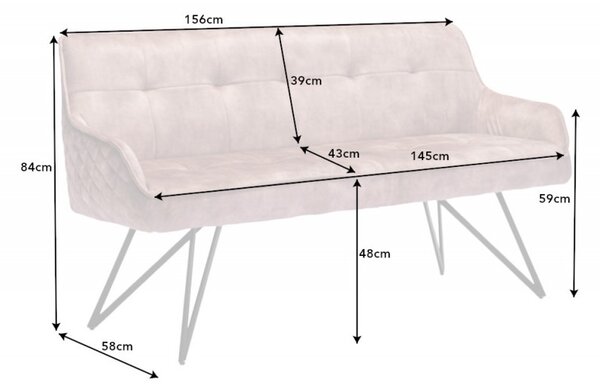 Dizajnová lavica Euphoria 160cm zamat champagne