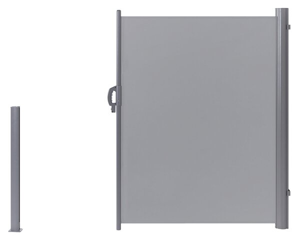 Bočná markíza svetlosivý polyester 160 x 300 cm zaťahovacia látková tieniaca clona strieborný hliníkový rám