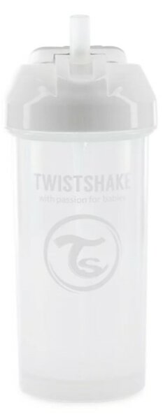 Fľaša so slámkou Twistshake - 6m +, 360 ml, biela