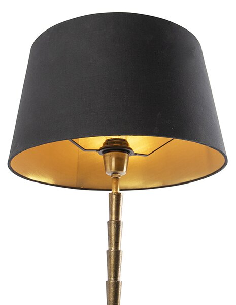 Art Deco stolná lampa bronzová s čiernym bavlneným tienidlom 35 cm - Pisos