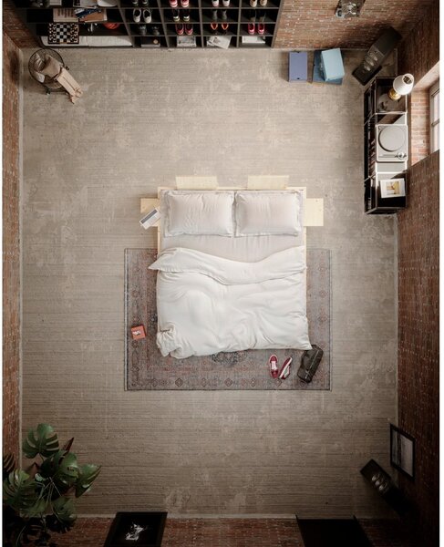 Hnedá dvojlôžková posteľ z borovicového dreva s roštom 160x200 cm Social – Karup Design