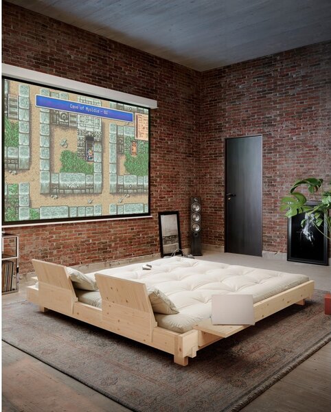 Hnedá dvojlôžková posteľ z borovicového dreva s roštom 160x200 cm Social – Karup Design