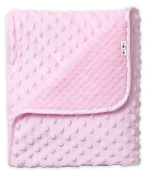 Baby Nellys Detská luxusná obojstranná deka s Minky 80x90 cm, ružová