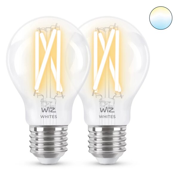 Philips Wiz Tunable white 8719514551053 LED žiarovka Filament E27 A60 7W/806lm 2700-6500K 2-set
