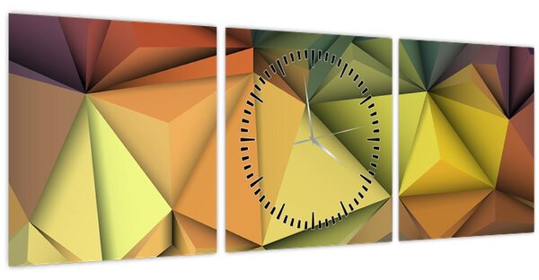 Obraz - Polygonálna 3D abstrakcia (s hodinami) (90x30 cm)