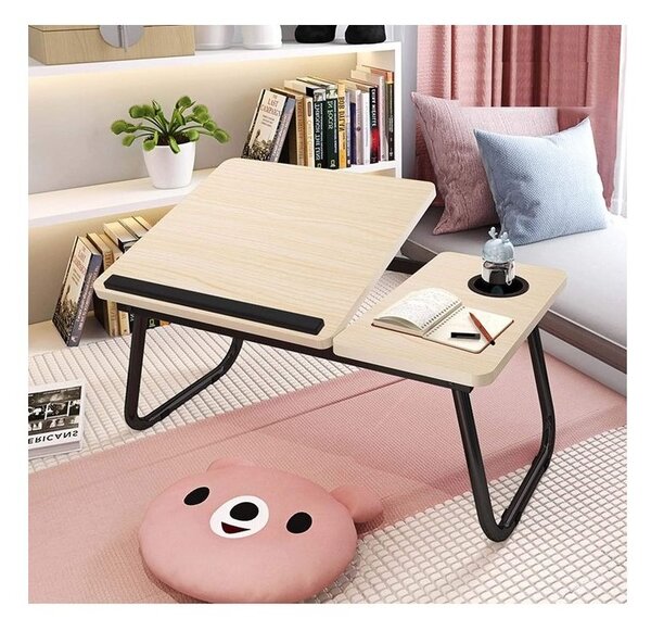 LAP-TABLE Skladací stolík pod notebook, stabilný - svetlo hnedá farba