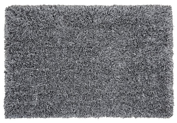 Shaggy koberec s vysokým vlasom čierno-biely polyesterový 160 x 230 cm obdĺžnikový jednofarebný