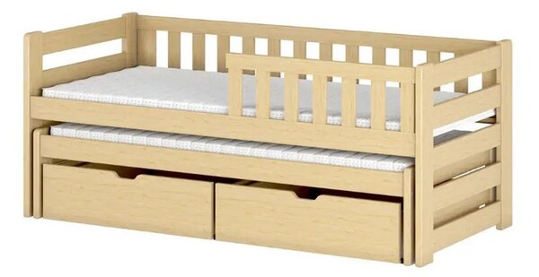 Detská posteľ s prístelkou a šuplíkmi FANI - 80x180, borovica