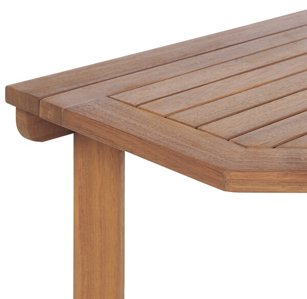 Balkónový stolík svetlé akáciové drevo 110 x 47 cm skladací nastaviteľný odolný vonkajší nábytok